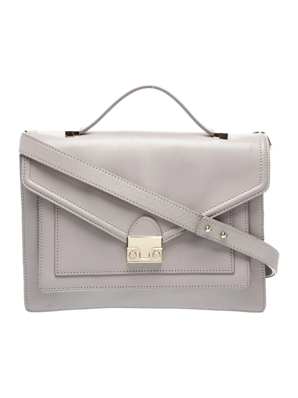 LOEFFLER RANDALL Gray Leather Mini Rider Crossbody Bag